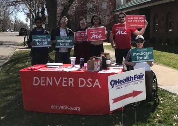Denver DSA members tabling for Medicare 4 All